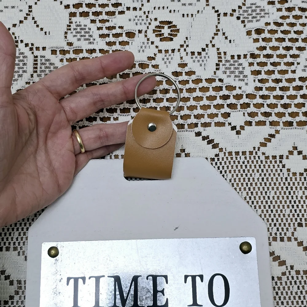 Time To Walk The Human Quote Dog Leash Wall Sign with Hooks & Strap Hanger